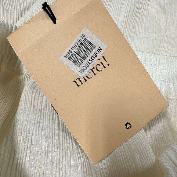 La Ligne NWT Crinkle Maxi Skirt Cream Color Size S Pull-On Waist Side Pockets - Picture 5 of 9